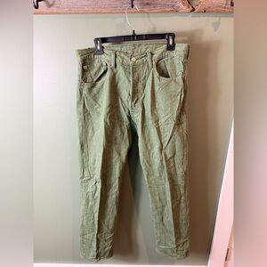 Levis 501 Jeans Mens 34x32 Olive Green White Oak Cone Button Fly Denim